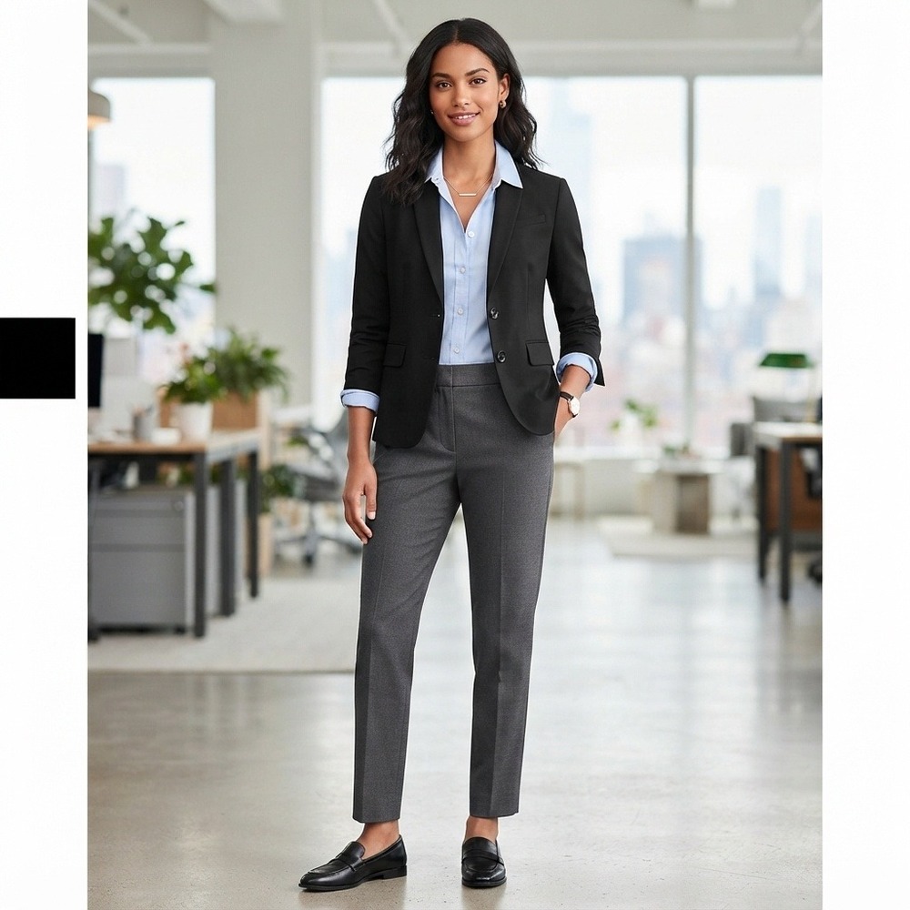 Banana Republic Lightweight Wool Blazer Professional Two-Button Black 00 Petite